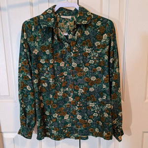 Vintage Green floral button down shirt